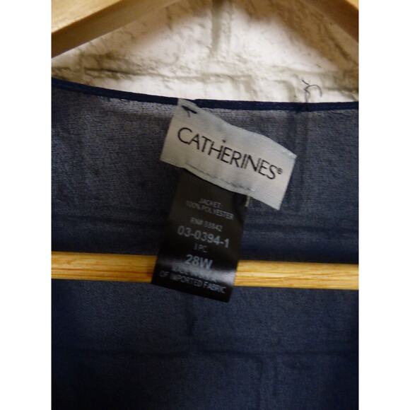 $199 Catherine's Navy Blue Masquerade Beaded Dress & Jacket Set 28W NEW - Picture 10 of 14